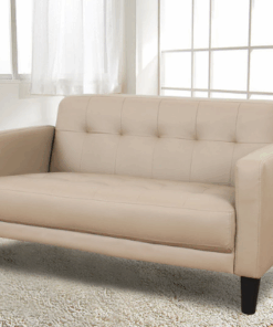 巧克派雙人皮沙發-淺卡其色