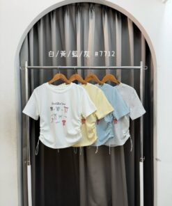 側縮腰抓皺蝴蝶結短T