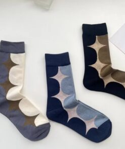 原點拼色中筒襪