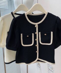 口袋款小香風上衣(黑白)