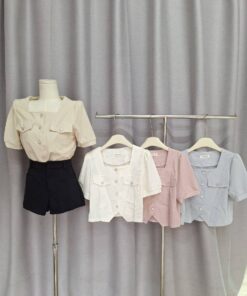 方領排扣上衣(四色)